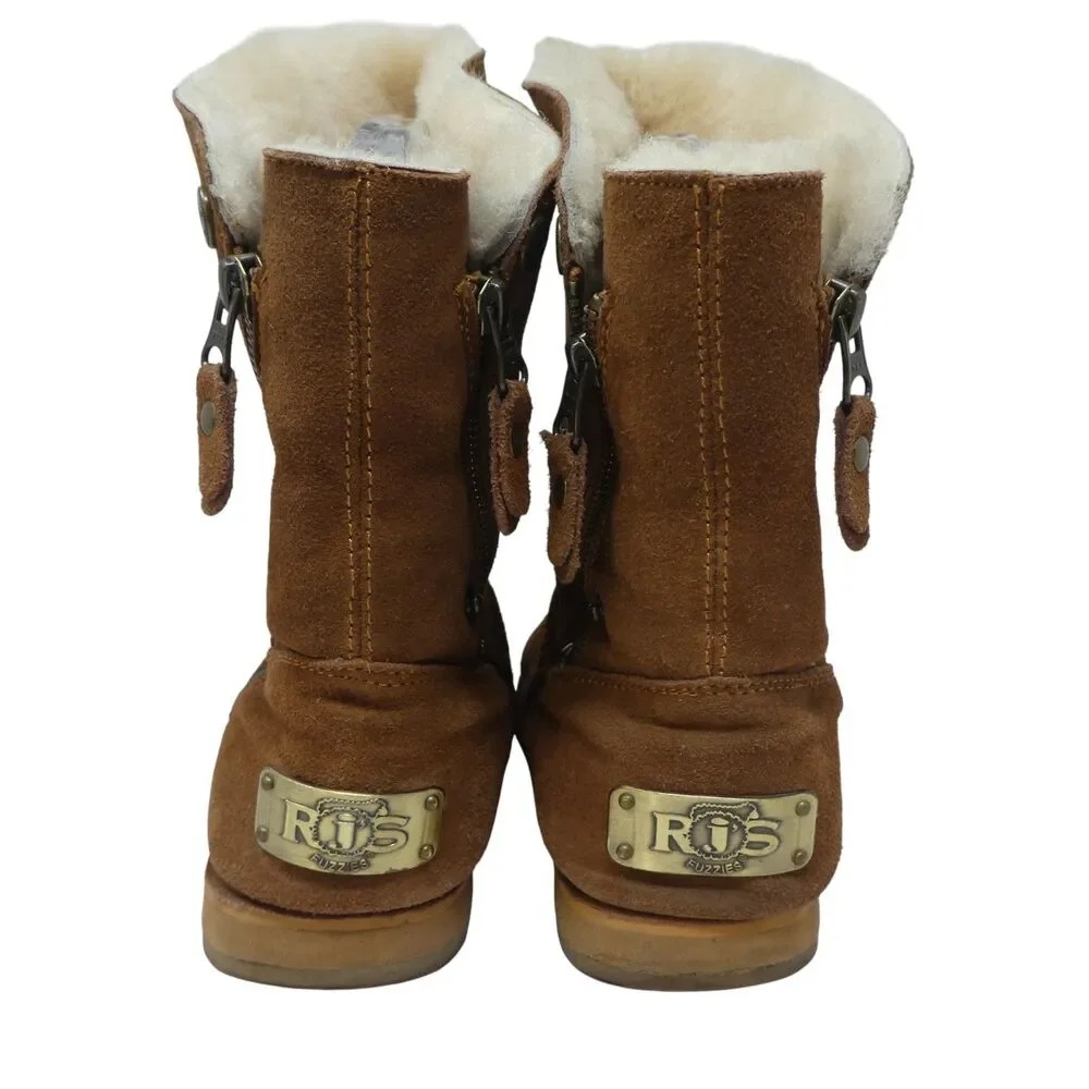 RJs Fuzzies‎ Trixie Brown Sheepskin Suede Fleece Lined Winter Boots